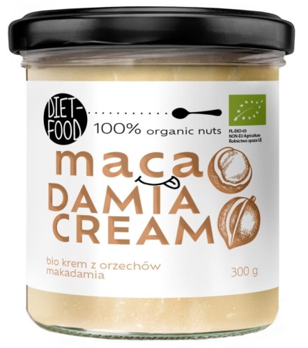 Krem z Orzechów Macadamia Prażonych 100% BIO 300 g Diet-Food