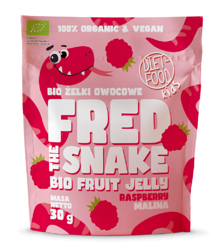 Żelki Malina Bez Żelatyny BIO 30g Diet-Food (Fred The Snake)