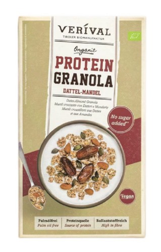 Granola Proteinowa z Daktylami i Migdałami Bez Dodatku Cukrów BIO 325g Verival