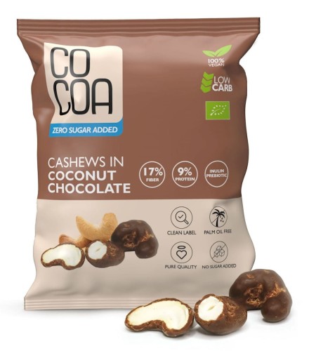 Orzechy Nerkowca w Czekoladzie Kokosowej Bez Dodatku Cukrów BIO 70g Cocoa