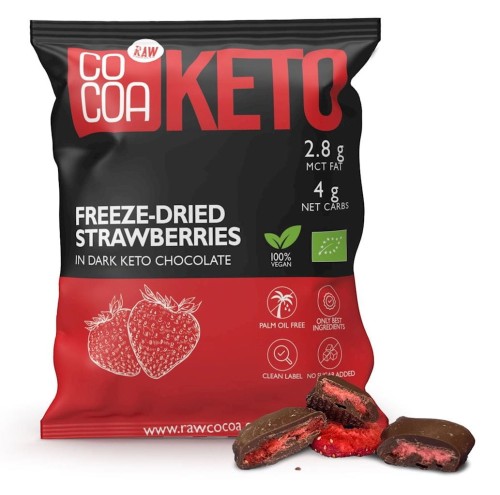 Truskawki w Czekoladzie Ciemnej bez Dodatku Cukrów Keto BIO 40 g Cocoa