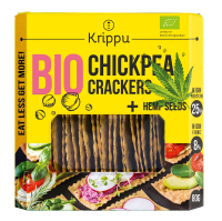 Krakersy Proteinowe z Ciecierzycy z Nasionami Konopi BIO 80g Krippu