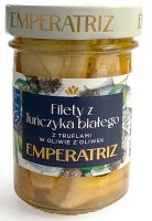 Tuńczyk Biały Filety MSC w Oliwie z Oliwek z Truflą 180g (120g) (Słoik) - Emperatriz