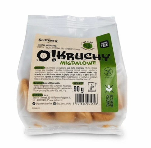 Ciastka Migdałowe Bezglutenowe O!Kruchy 90g Glutenex