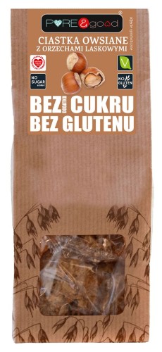 Ciastka Owsiane z Orzechami Laskowymi bez Dodatku Cukrów Bezglutenowe 150 g Pure&Good