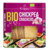 Krakersy Proteinowe z Ciecierzycy z Czosnkiem BIO 80g Krippu