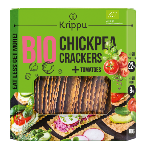 Krakersy Proteinowe z Ciecierzycy z Pomidorem BIO 80g  Krippu