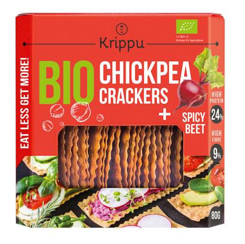 Krakersy Proteinowe z Ciecierzycy Pikantne z Burakiem BIO 80g Krippu