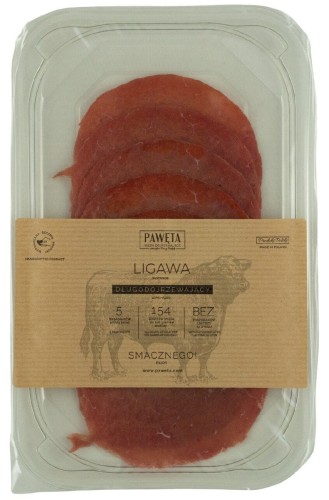 Ligawa Wołowa Dojrzewająca Plastry Bezglutenowa 65g Pawęta