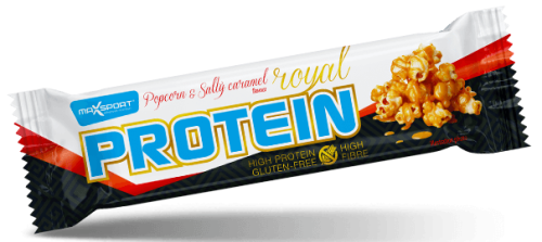 Baton Proteinowy o Smaku Słonego Karmelu i Popcornu w Polewie Karmelowej Bezglutenowy 60g Maxsport