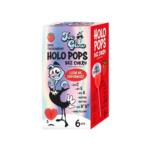 Lizak Serce Holo Pops o Smaku Truskawkowym na Odporność bez Cukru Bezglutenowy 36 g Joe Glow