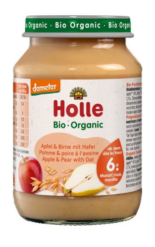 Jabłko - Gruszka z Owsem bez Dodatku Cukrów od 6 Miesiąca Demeter BIO 190 g Holle