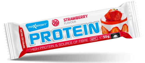 Baton Proteinowy o Smaku Truskawkowym w Polewie Białej Bezglutenowy 50 g Maxsport