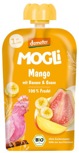 Mus Banan - Guawa - Mango bez Dodatku Cukrów od 1 Roku Demeter BIO 100 g Mogli