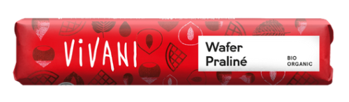 Baton Mleczna Czekolada z Nadzieniem Pralinowym z Kawałkami Wafelków BIO 40g Vivani