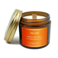 Świeca Sojowa Zapachowa z Drewnianym Knotem Bergamotka z Pomarańczą 120ml Your Candle