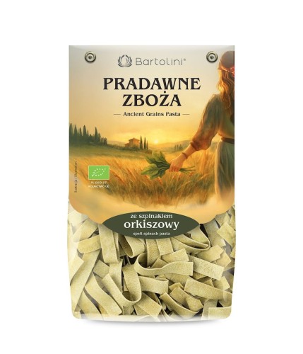 Makaron (Orkiszowy Szpinakowy) Wstążki BIO 250g Bartolini (Pradawne Zboża)