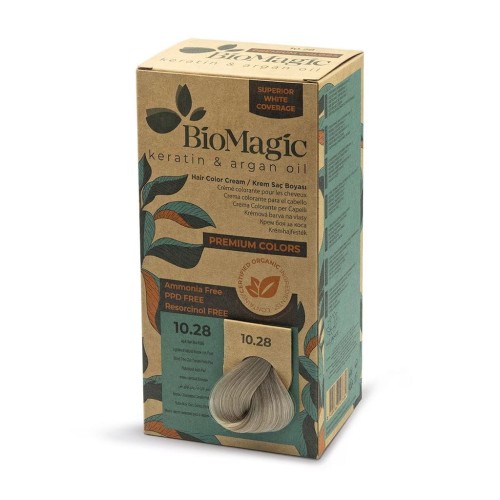 Farba do Włosów Popielato Perłowy Jasny Naturalny Blond (10.28) 170ml BioMagic