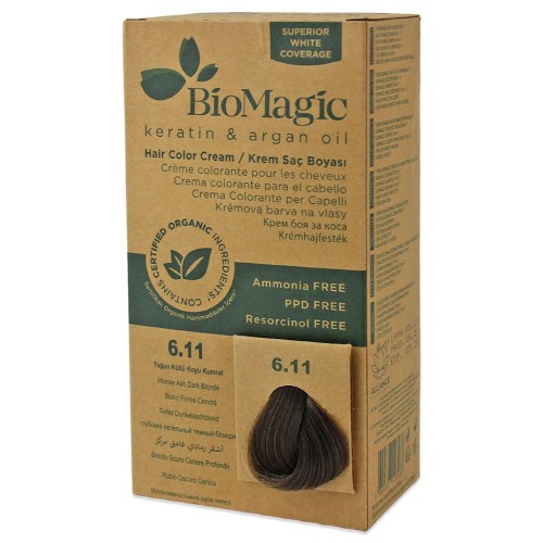 Farba do Włosów Intensywny Popielaty Ciemny Blond (6.11) 250g BioMagic
