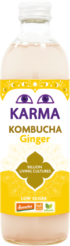 Kombucha z Imbirem Niska Zawartość Cukrów Fair For Life Demeter BIO 500ml Karma Kombucha