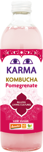 Kombucha z Granatem Niska Zawartość Cukrów Fair For Life Demeter BIO 500ml Karma Kombucha