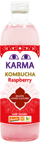 Kombucha o Smaku Malinowym Niska Zawartość Cukrów Fair For Life Demeter BIO 500ml Karma Kombucha