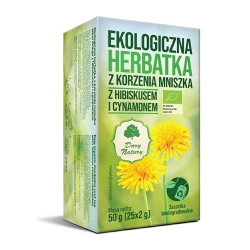Herbatka z Korzenia Mniszka z Hibiskusem i Cynamonem BIO (25 x 2g) 50g Dary Natury