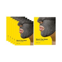 Maseczki Koreańskie do Twarzy w Płachcie Czarna Glinka 5 Sztuk Barulab