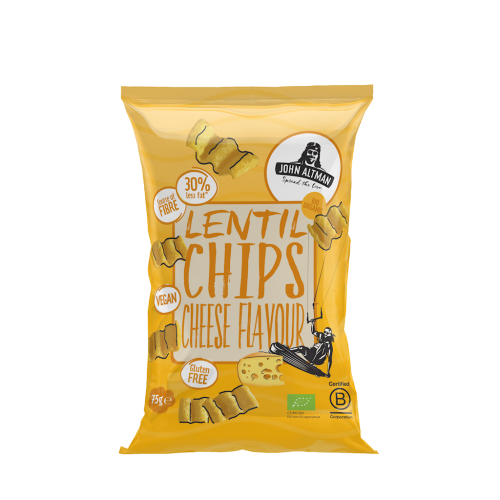 Chipsy z Soczewicy o Smaku Serowym Wegańskie Bezglutenowe BIO 75 g John Altman