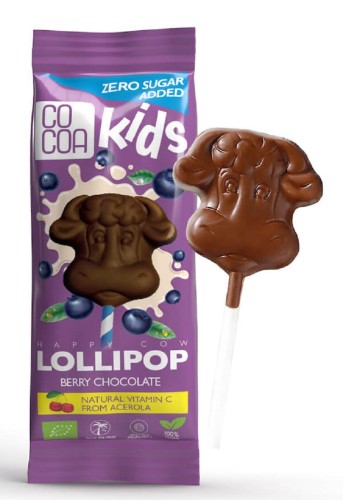 Lizak z Czekolady Jagodowej z Witaminą C z Aceroli Bez Dodatku Cukrów BIO 15 g Cocoa