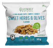 Bób Prażony o Smaku Słodkich Ziół i Oliwek 50 g Greenergy