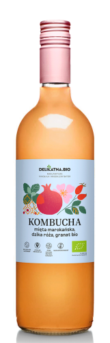 Kombucha Mięta Marokańska, Dzika Róża i Granat BIO 750 ml Delikatna
