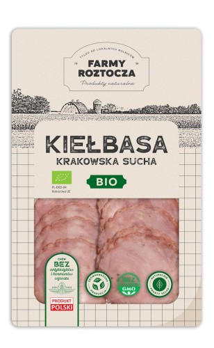 Kiełbasa Krakowska Sucha Plastry BIO 80 g Farmy Roztocza (Z Półki)