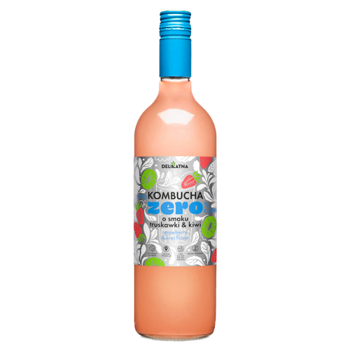 Kombucha o Smaku Truskawki i Kiwi 0% Cukru 750 ml Delikatna