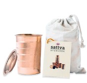 Kubek Miedziany Striped z Pokrywką 350 ml Sattva