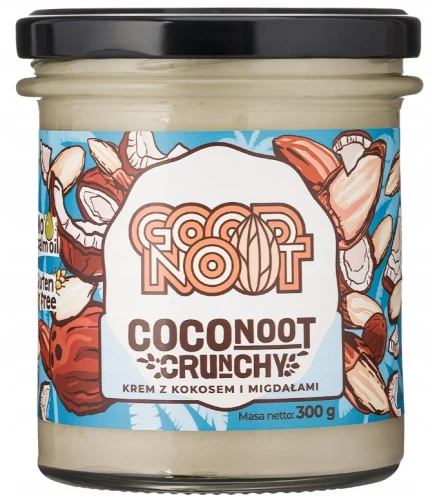 Krem Migdałowo - Kokosowy Crunchy bez Dodatku Cukrów Bezglutenowy 300 g Good Noot