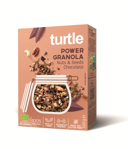 Granola Czekoladowo - Orzechowa z Nasionami Bezglutenowa BIO 350 g Turtle