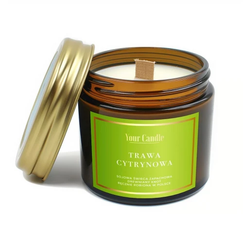 Świeca Sojowa Zapachowa z Drewnianym Knotem Trawa Cytrynowa 120 ml Your Candle