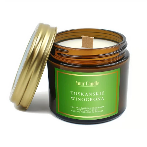 Świeca Sojowa Zapachowa z Drewnianym Knotem Toskańskie Winogrona 120 ml Your Candle