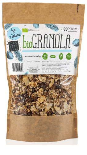 Granola Figa z Kokosem Bezglutenowa BIO 60 g Papagrin