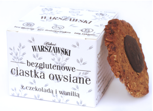 Ciastka Owsiane z Czekoladą i Wanilią Bezglutenowe 150 g Łakoć Warszawski
