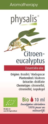 Olejek Spożywczy Citroen Eucalyptus, Eukaliptus Cytrynowy BIO 10 ml Physalis