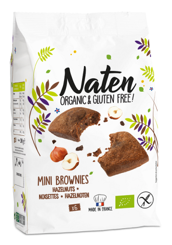 Ciastka Brownies z Czekoladą i Orzechami Laskowymi Bezglutenowe BIO 170g Naten