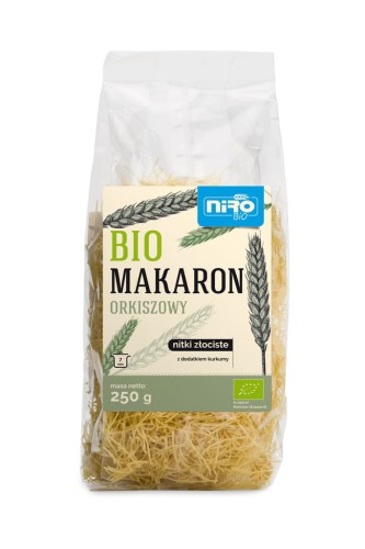 Makaron Orkiszowy Nitki Złociste z Kurkumą BIO 250 g Niro