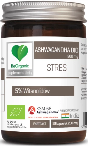 Ashwaganda KSM-66, 5% 200 mg BIO 50 kaps. BeOrganic