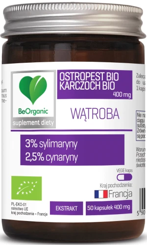 Ostropest 3% + Karczoch 2.5%, 400 mg BIO 50 kaps. BeOrganic