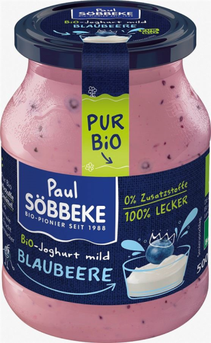 Jogurt Kremowy Jagodowy 3,8% Tłuszczu w Mleku BIO 500 g Słoik Sobbeke