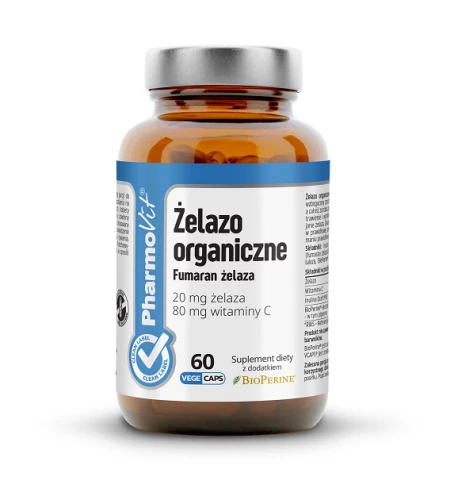 Żelazo organiczne - Fumaran żelaza 60 Kapsułek, 22.53 g Clean Label Pharmovit