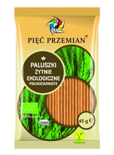 Paluszki Żytnie Pełnoziarniste BIO 45 g Pięć Przemian